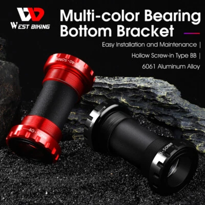 Aluminum Alloy Hollow Bike Bottom Bracket MTB Mountain Road Bike Sealed Bearing - Image 1 of 4