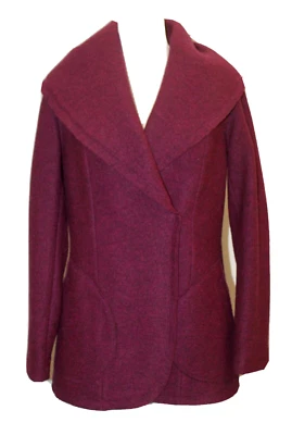 HALOGEN Designer Wool Lined Coat Magenta Purple Raw Edge SZ M MSRP $259 GORGEOUS - Image 1 of 4