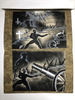 George Vacalo Vintage 60s Original Painting Drawing Lot Of 2 Greek War Theme