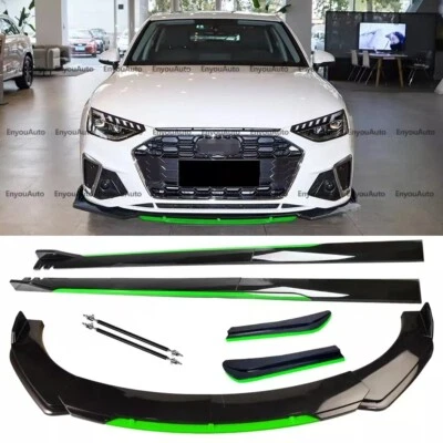 Front Bumper Lip 86" Side Skirt Rear Bumper Lip Black Green For Audi A3 A4 A5 A6 - Image 1 of 4
