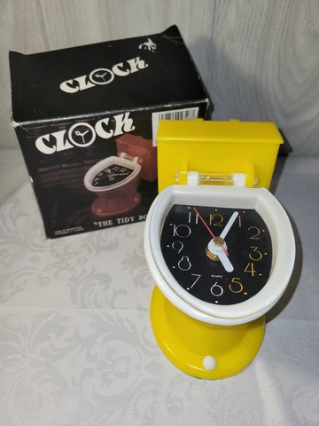 The Tidy Bowl Toilet Yellow Clock! Vintage, 1980s,  Quartz, Tested! Great Cond Cover