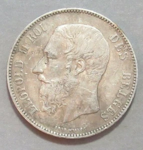 BELGIUM 1875 5 FRANCS PLEASING XF - Picture 1 of 2