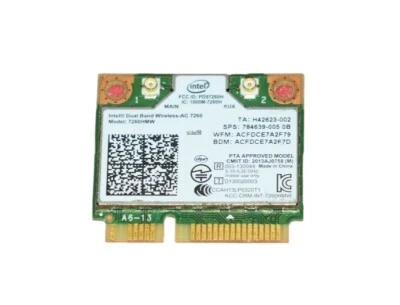 Intel 7260HMW Dual band wireless-AC 7260 867Mbps 802.11ac Wifi BT 4.0 PCI-E Card - Image 1 of 3