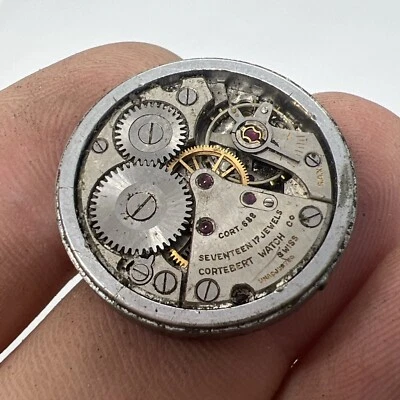 VINTAGE CAL. 688 CORTEBERT MEN'S WRIST WATCH MOVEMENT & Dial (parts) - Image 1 of 4