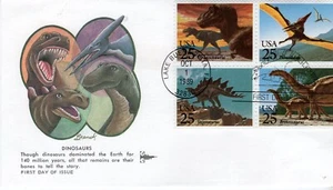 USPS #2422-25 – 1989 25c Prehistoric Animals Gill Craft Set of 4 ST3039 - Picture 1 of 2