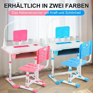 Kinderschreibtisch höhenverstellbar Jugendschreibtisch Schreibtisch mit Stuhl Yi - Bild 1 von 26