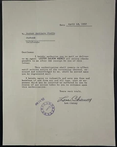 LON CHANEY JR. - T HE WOLFMAN! PERFECTLY SIGNED 1952 AGREEMENT - WITH PSA COA. - Picture 1 of 4