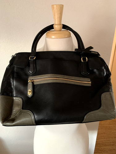 BORSA A TRACOLLA COACH POPPY COLORBLOCK PELLE NERO VERDE 25073
