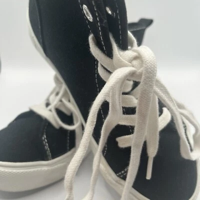 $10 Antiguo Zapato Azul Marino Juvenil Talla 13 Negro Lona Zapatillas Altas Cordones Hip Hop Foto 1 de 4