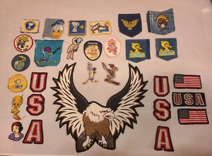 29 - VINTAGE MIXED PATCH LOT Road Runner Eagle USA Looney Tunes Disney Sesame St - Picture 1 of 5