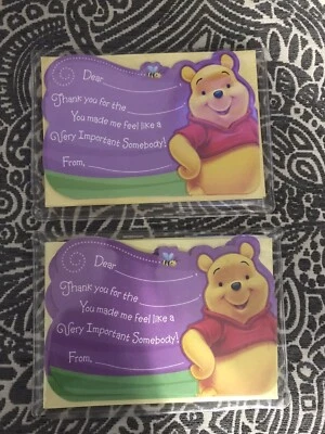 Winnie The Pooh Disney Hallmark THANK YOU Card Notes  & Envelope -Opened Package - Image 1 of 3