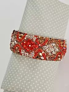Crystal Rhinestone Bangle Bracelet Orange Gold Clear Boho Beauty Costume Wild - Picture 1 of 4