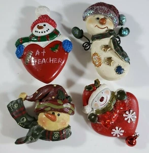 Christmas Holiday  Brooch Pin Lot  Ceramic Snowman Snowmen  A+Teacher  - Picture 1 of 7