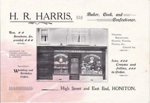 1907 H R Harris Baker, Koch, Konditor Werbedruck / Honiton England / tolles Foto - Bild 1 von 1