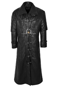 Van Helsing Herren Lang Lässig Elegant Schwarz Echte Lammfell Leder Jacke Mantel - Bild 1 von 6
