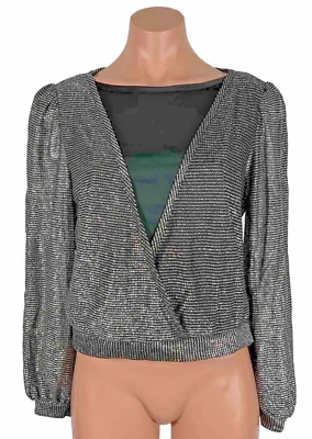Blusa Top De Colección Años 70 That's it California Brillante Semi Transparente Rayas Metálica XS Foto 1 de 4