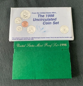 1998-P,D,S U.S. MINT PROOF SET & UNCIRCULATED SET 15 COINS TOTAL ALL OGP & COA - Picture 1 of 24