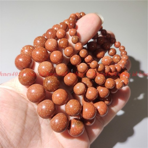 VALENTINO Bracciale Elastico Pietra Sabbia Oro Naturale 6 8 10 12 14mm Gemme Rotonde Gemme 7 5 pollici