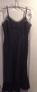 VTG 1960s BARBIZON Little Miss Sz 9 Navy Blue Nylon Full Slip Lace - Picture 1 of 8