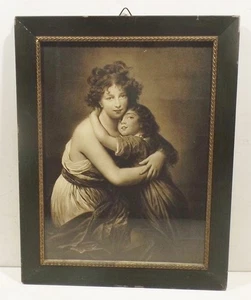 Alter Kunstdruck Madame Vigee-Lebrun mit Tochter (Louvre Paris) in Holz Rahmen - Bild 1 von 4