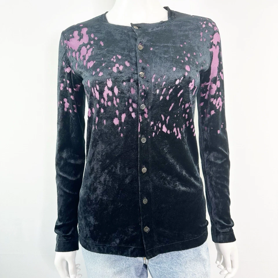 Tricot Comme Des Garcons 紫色天鹅绒倦怠上衣 M 码休闲学院风 — 第 1/4 张图片