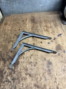 Vintage Old Metal Wall Shelf Brackets Matched Set Pair Hardware Decor Parts USA - Picture 1 of 18