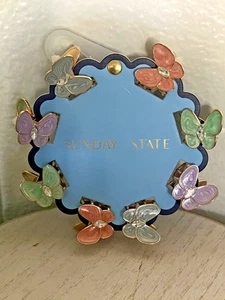 METAL Sunday State GOLD COLORED BUTTERFLIES Set of 8 Mini Hair Clips Bling - Picture 1 of 4
