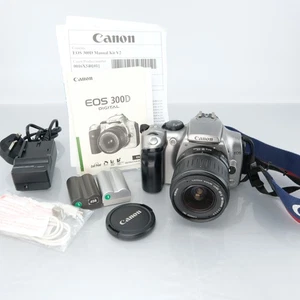 Canon EOS 300D 6.3MP CCD Sensor DSLR + 18–55mm EF‑S Lens Kit Silver Working - Picture 1 of 8