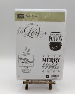 Stampin Up FESTIVE PHRASES Rubber Stamp Set Halloween Love Christmas - Picture 1 of 3