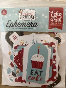 Echo Park Magical Birthday Ephemera Rahmen und Etiketten 33 Stück Neu - Bild 1 von 2