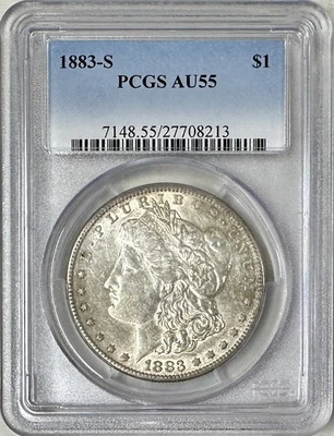 1883 S MORGAN SILVER DOLLAR PCGS AU55 - Image 1 of 2