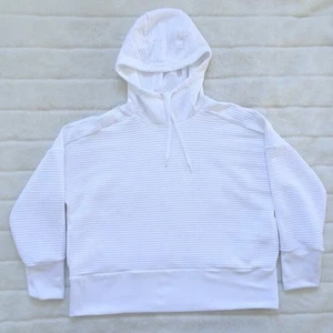 Nike Women's Ribbed Hoodie Sweatshirt White Large Dri-Fit Training AH8975-101 - Picture 1 of 12