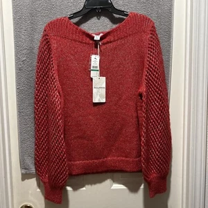 Neu mit Etikett Tommy Bahama Large schimmernder Pullover mit Ballonärmeln Wollmischung 148 $ - Bild 1 von 5