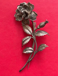 Belle broche floral vintage (Rose) en argent - Imagen 1 de 5