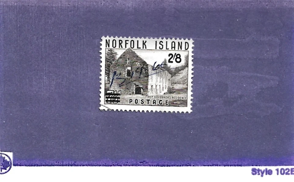 Norfolk Island 196 2/8d em 7 1/2d manuscrito sépia cancelamento único - Imagem 1 de 1