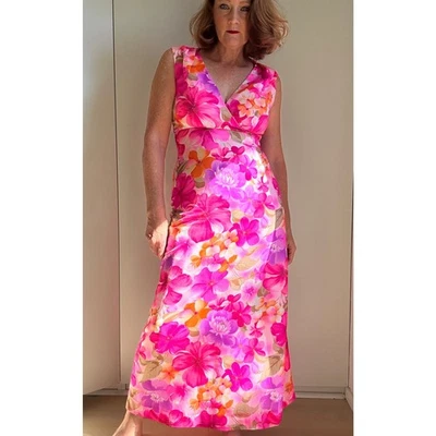 Vestido vintage para mujer hawaiano talla S/4-6 por Andrade hecho en Hawaii rosa maxi Foto 1 de 4