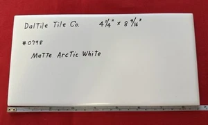 1 pc. Arctic White: 4-1/4" X 8-9/16" Matte Ceramic Tile by Daltile #0798, NEW - Picture 1 of 14