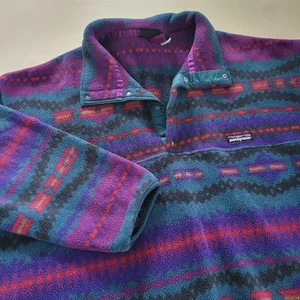 Vintage Patagonia Pullover Mens XL Synchilla Fleece Snap Jacket Aztec 90s USA - Picture 1 of 7