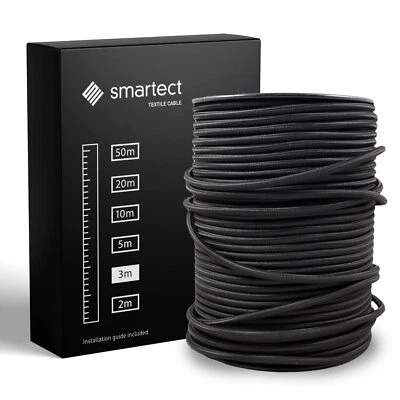 Cable Electrique Textile Noir Fil Electrique Tissu de 3 Mètres 3 Conducteurs ... - Photo 1/4