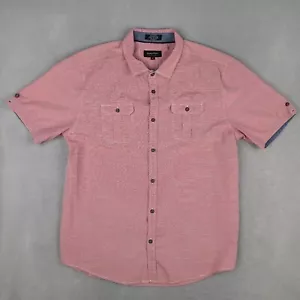 Eighty Eight Shirt Men's XL Red Striped Platinum Short Sleeve Button Down - Picture 1 of 11