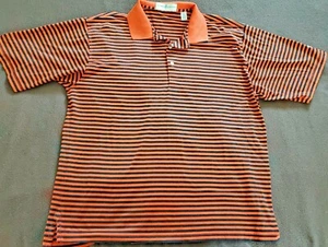 Vintage FAIRWAY & GREENE Bonita Bay Orange Black Striped Polo Shirt Mens XL Golf - Picture 1 of 8
