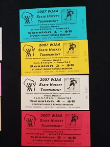 Lot of  4  2007 Wisconsin WIAA Boys State High School Hockey Tickets - Picture 1 of 1