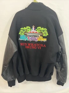Run Whatcha Brung VI Varsity Jacket Luna Pier Leather/ Wool Car Show Hot Rod - Picture 1 of 6