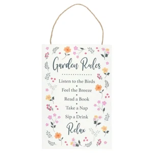 *SALE* Botanical Garden Rules Hanging Sign, Gift Gardener Relax Floral Spring - Picture 1 of 3