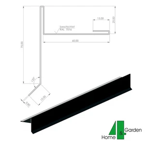 Ortblech mit Wasserfalz Giebelblech Ortgangblech Alu Winkelblech Anthrazit 200cm - Bild 1 von 6