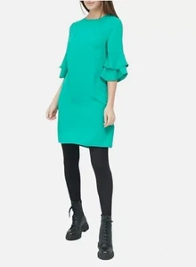 Grünes Damen-Minikleid V by Very Rüschenärmel Tunika UK-Größe 12 UVP 32 £ - Bild 1 von 3