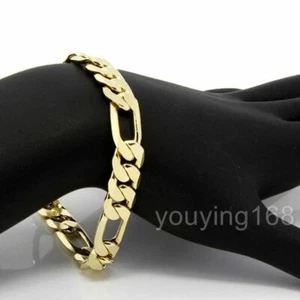 14ct Yellow Gold Filled Men Lady Prom 7.8" Bracelet Birthday Xmas Gift T/331yg - Picture 1 of 3