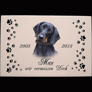 Tiergrabstein Grabstein  Keramik Porzellan Hund-p03 ► Ihr Foto + Text ◄ 30x20 cm - Bild 1 von 2
