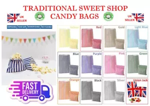 More details for candy stripe bags favour paper sweet shop loot candy 5x7&quot; goody gift party bag