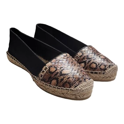 Alpargatas para mujer Giambattista Valli negras pitón lino EE. UU. 7,5 NUEVAS EN CAJA $142 planas Foto 1 de 4